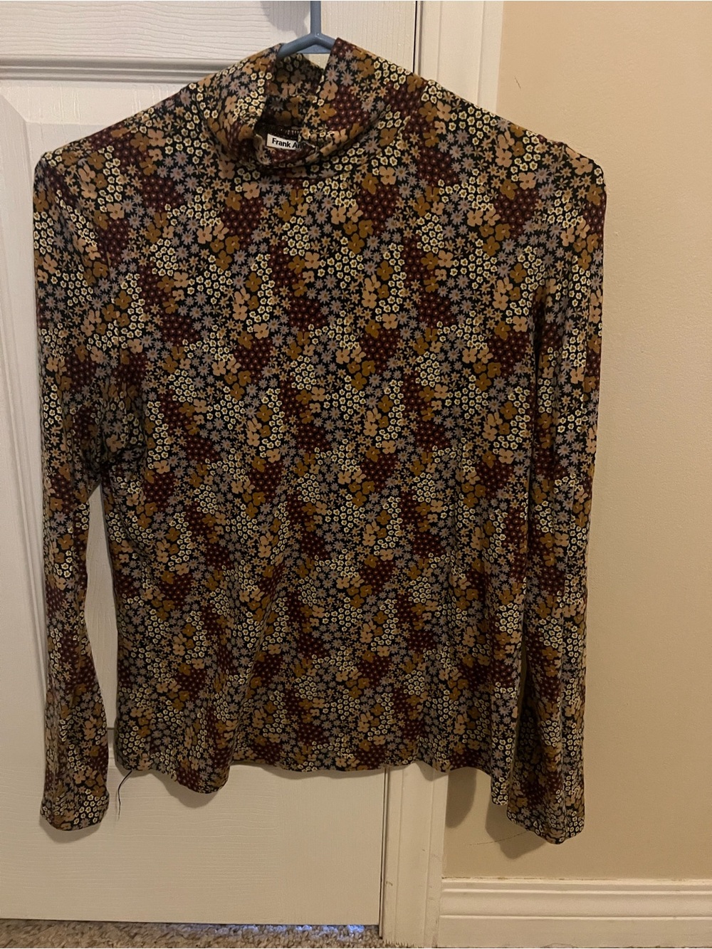 Frank & Oak Floral Turtleneck Top Long Sleeve M